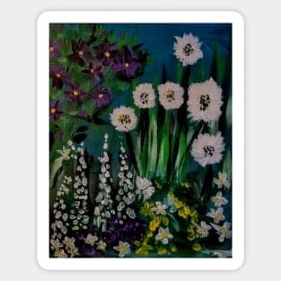 Some wild abstract mixed wild flowers in the field Sticker